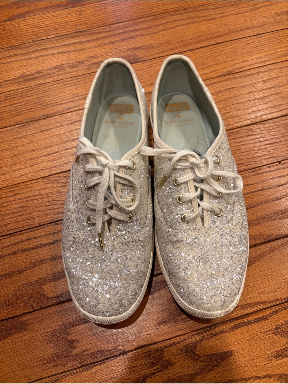 kate spade Glitter Lace-Up Sneakers in Champagne Sparkle
